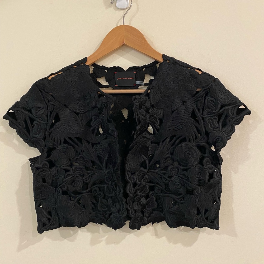 Josie Natori Evening Collection Embroidered Black Bolero One Size NWOT